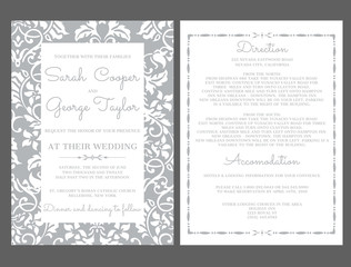 Silver Wedding Invitation Card Invitation with ornaments
