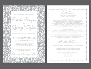 Silver Wedding Invitation Card Invitation with ornaments 