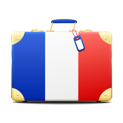 Patriotic French suitcase in the color of the flag