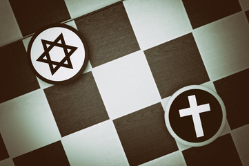 Draughts (Checkers) - Judaism vs Christianity - religious tension and conflict between two...
