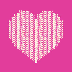 Vector seamless background with knitted heart. Romantic