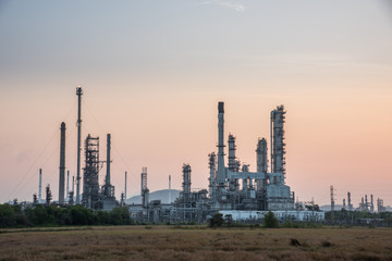 Oil Refinery factory in morning sunrise