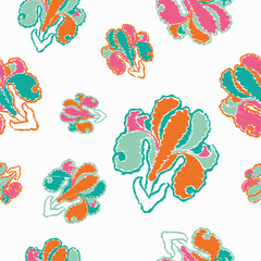 Ethnic boho seamless pattern with decorative flowers. Print. Cloth design, wallpaper.