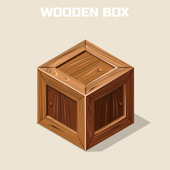 Closed wooden box isometric