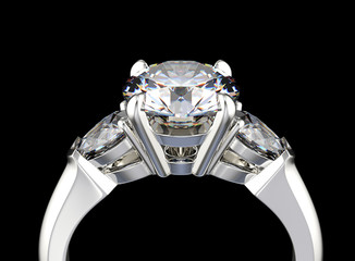 3D illustration of Ring with Diamond. Jewelry background. Fashio