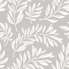 Floral seamless pattern with outline branches