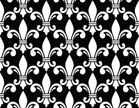
Fleur de lis symbol white pattern on black