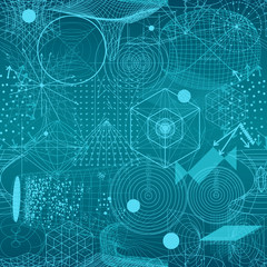 Sacred geometry symbols and elements wallpaper seamless pattern