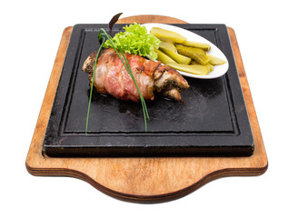 Pork tenderloin stuffed with herbs and garlic.
