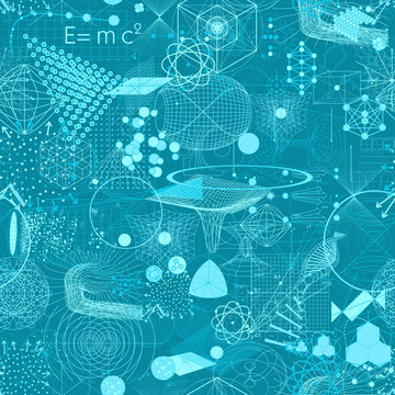 Sacred geometry symbols and elements wallpaper seamless pattern