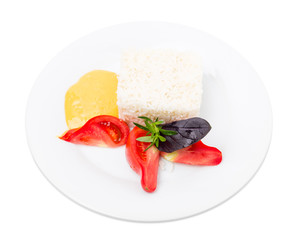 Delicious basmati rice with herbs and tomatoes.