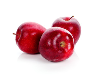 Fresh red apple on a white background