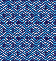 Blue abstract seamless pattern with interweave lines. Vector