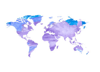 Brush strokes on the world map. Vector illustration.