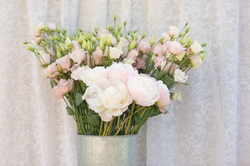 flower bouquets , bunch of Lisianthus and Peony flowers