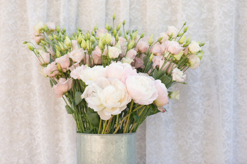 flower bouquets , bunch of Lisianthus and Peony flowers
