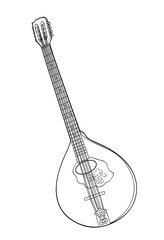 Irish bouzouki in hand drawn tehnique