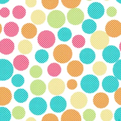 Tapeten Seamless pattern with dots of fresh colors on a white background. Vector repeating texture. © Pavel Alexeev