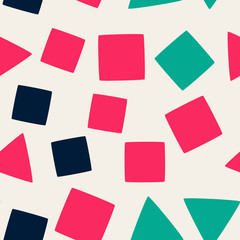 Seamless pattern with squares and triangles. Vector repeating texture.