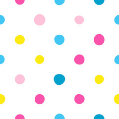 Seamless polka dot pattern with white background