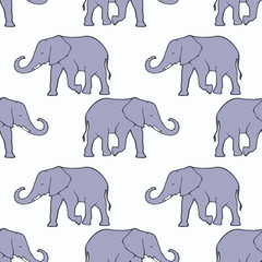 Seamless pattern with ilhouette elephants