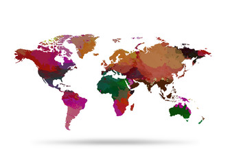 Fototapeta na wymiar Brush strokes on the world map. Vector illustration.