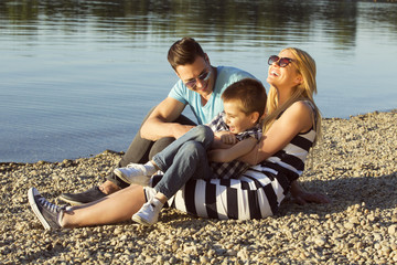 Happy family at the beach
