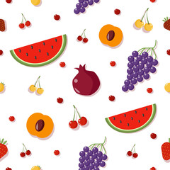 Fruits Background. Berries Seamless Pattern. Vector illustration