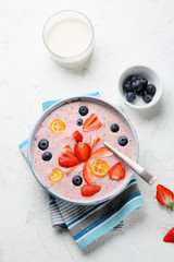 smoothie with strawberries and blueberries