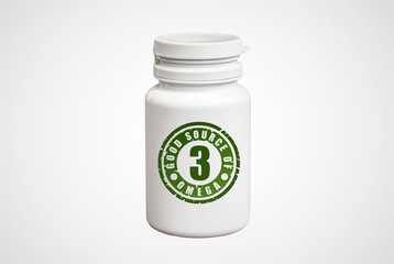 Bottle of pills with Omega-3