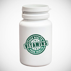 Bottle of pills with vitamins