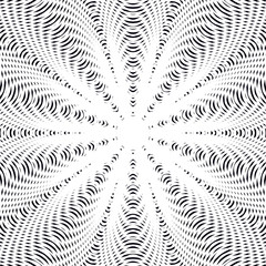 Optical illusion, creative black and white graphic moire vector