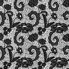 Lace seamless pattern with flowers