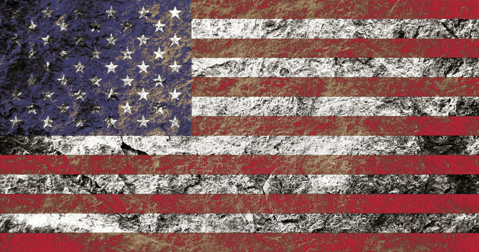 Grunge USA flag on stone background