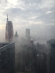 Lower Manhattan in fog