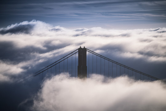 Niemand,Natur,Reise,Nebel,Morgenlicht,Wahrzeichen,Golden Gate Bridge