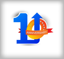 Colors template 10th anniversary years with arrow up and star