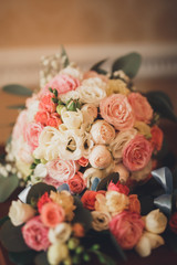 Wedding perfect bridal bouquet of different flowers