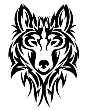 Beautiful wolf tattoo.Vector wolf's head as a design element on isolated background