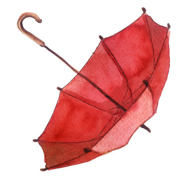 watercolor sketch of an umbrella on a white background