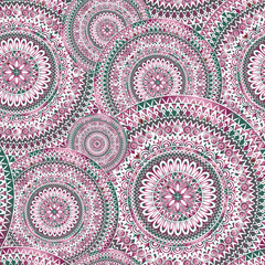 Obraz premium Abstract pattern Orient floral circular ornament. Swirl geometric seamless background
