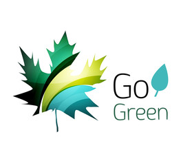 Abstract eco leag logo design made of color pieces - various geometric shapes