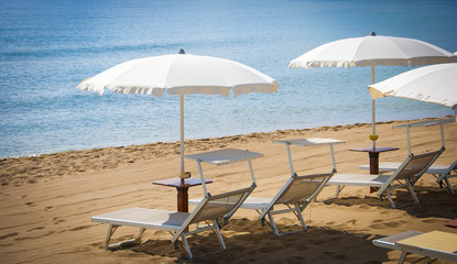 Beach umbrellas, cot sea