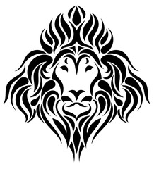 Lion's Head in the form of a stylized tattoo