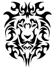Lion's Head in the form of a stylized tattoo