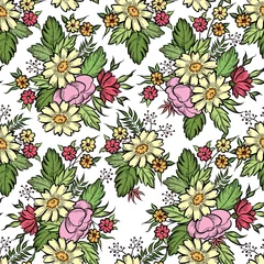 Gordijnen Floral seamless pattern Flower background. Flourish seamless texture  © Terriana