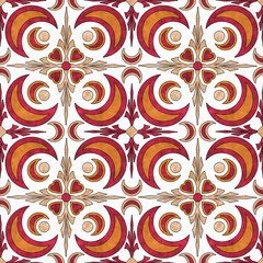 Seamless arabic grunge ornamental pattern on blue background