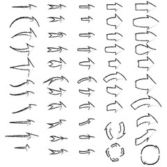 Hand drawn arrow icon set isolated on white background. Vector illustration.