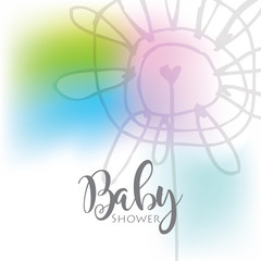 Greeting card - template - freehand drawing. For birthday cards,