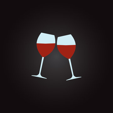 recommend clip art: Two glasses of wine. Concept of cheers icon. Colorful vector illustration.